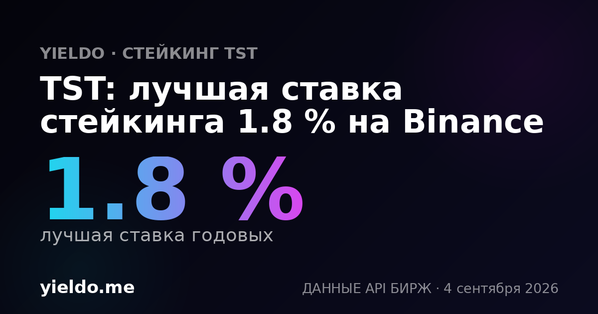TST: лучшая ставка стейкинга 1.7 % на Binance