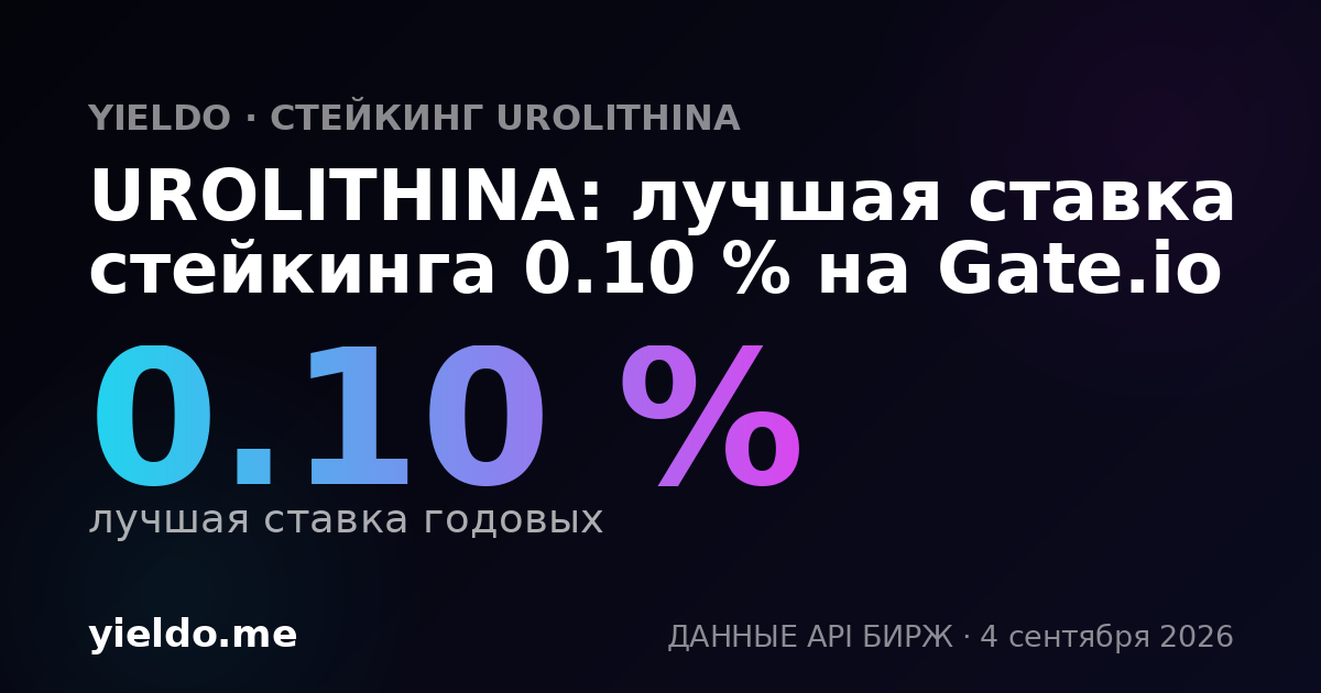 UROLITHINA: лучшая ставка стейкинга 0.10 % на Gate.io