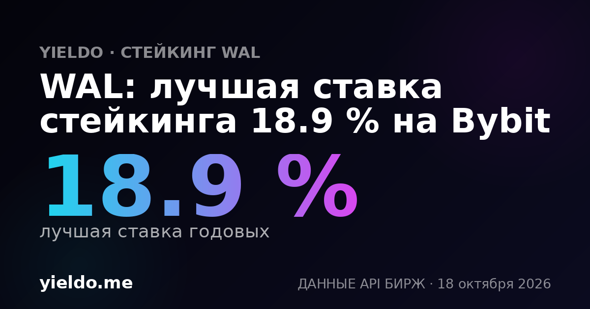 WAL: лучшая ставка стейкинга 20.0 % на Bybit
