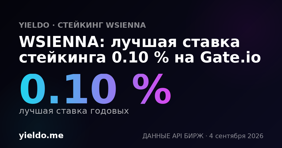 WSIENNA: лучшая ставка стейкинга 0.10 % на Gate.io
