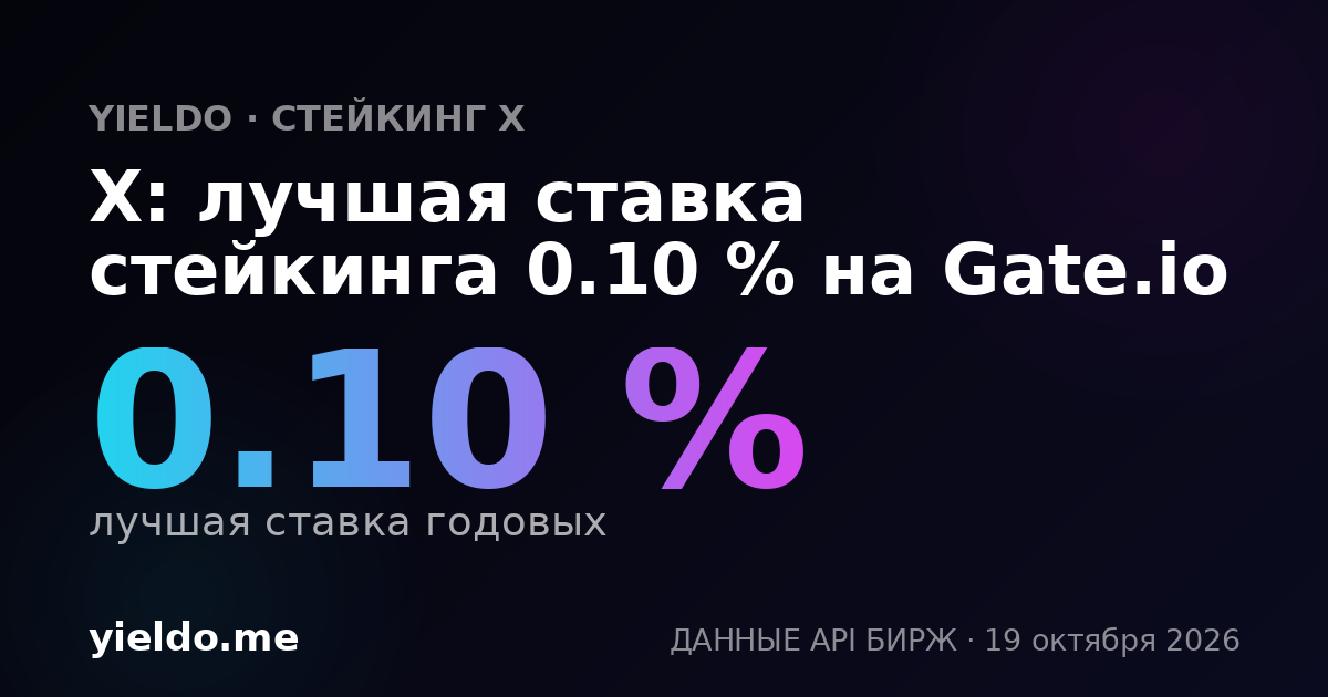 X: лучшая ставка стейкинга 0.10 % на Gate.io