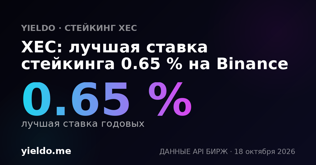 XEC: лучшая ставка стейкинга 0.65 % на Binance