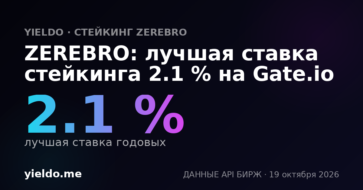 ZEREBRO: лучшая ставка стейкинга 2.1 % на Gate.io