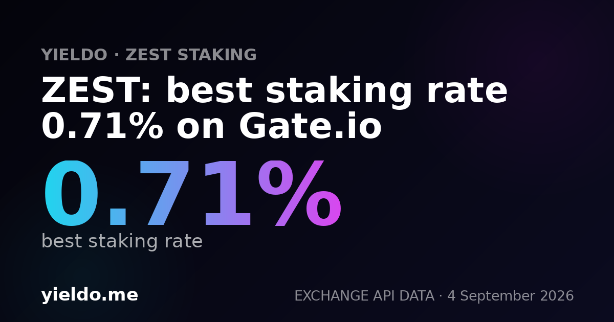 ZEST: best staking rate 0.71% on Gate.io