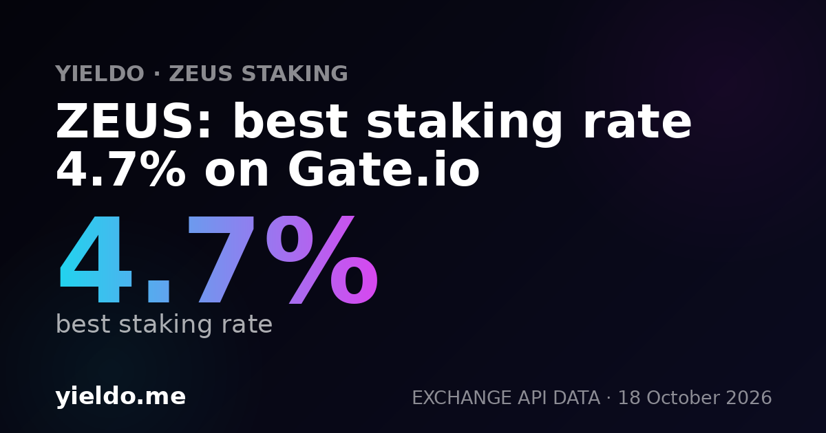 ZEUS: best staking rate 4.5% on Gate.io