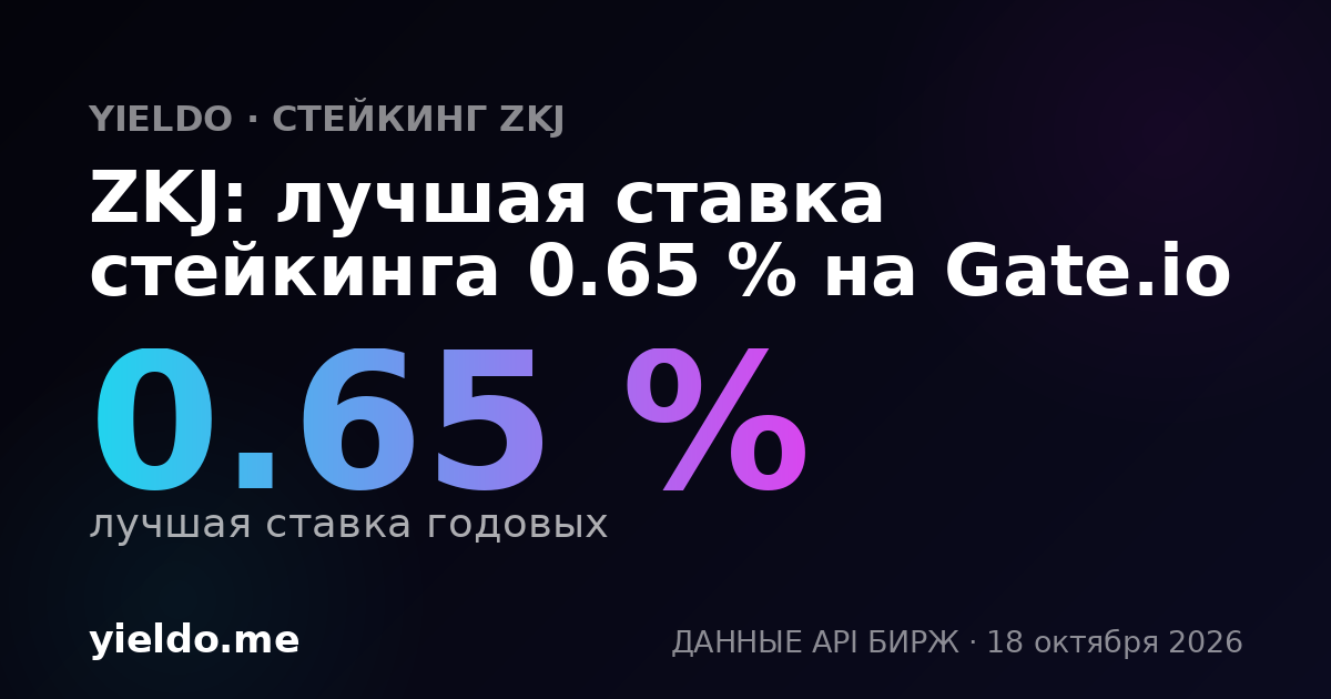 ZKJ: лучшая ставка стейкинга 0.65 % на Gate.io